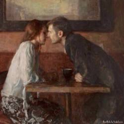 slothman-1:  namk1:  “Stollen Kiss”.(Detail)_by Ron Hicks, American painter   @slothgirl6 … my everything 💗  And you&rsquo;re mine 💜