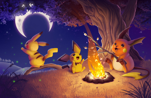 alternativepokemonart:  Artist Pichu, Pikachu, and Raichu as a family by request.