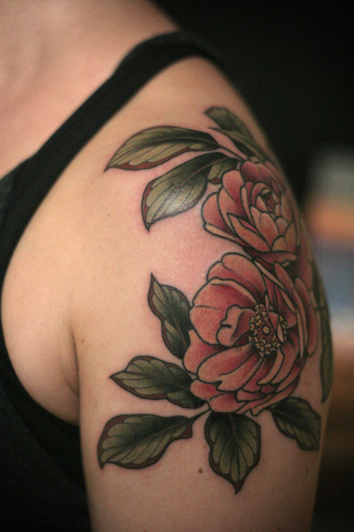 Roses for Vikki, who flew all the way from Nashville to get this tattoo I auctioned off to benefit F