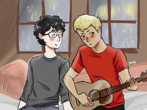 impulsivekiddo:oh my, finally got around to draw this!  so,, hc ryuji plays guitar and this is inspi