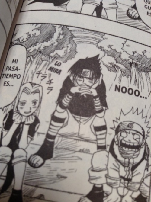 lastbreathred:  sasuxe:  HE IS BLUSHING!! SASUSAKU ALL THE WAY SINCE THEY WERE KIDS.  A lot of evidence shows that was just kishis style of drawing at the time…  Christ