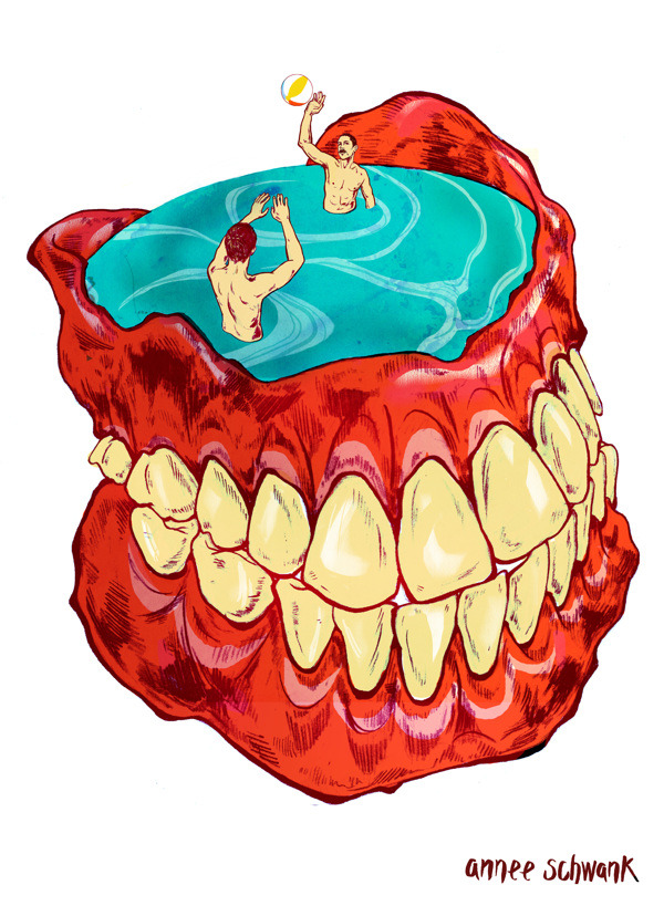 eatsleepdraw:  Annee SchwankDenture Pool, 2013, graphite and photoshop Tumblr Twitter