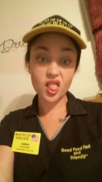 exposureking:Carla is a hot slut from Clarksville Tennessee and works at Waffle House pop in and say