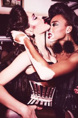 martysimone:  Ellen von Unwerth’s VON Magazine - the Fight Issue | What Katie Did lingerie | Models Eden Bristowe &amp; Winnie Harlow