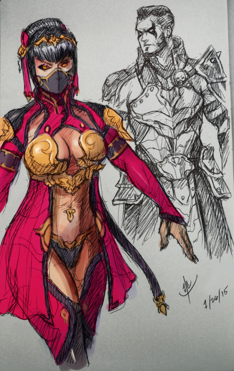 jaeon009:  1/26/2015 Quick redesign of Mileena and Reiko (with a digitally colored Mileena one) I want them to appear in MKX so bad. Ugh I love Mileena.  I really love MKX’s new art direction, it gave me more freedom in how to redesign the characters.