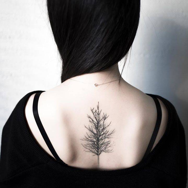 Little Tattoos — Tree tattoo on the upper back. Healed (1 year and...