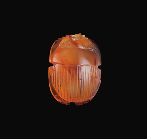 gemma-antiqua:Ancient Egyptian carnelian scarab, dated to the Late Period (664-323 BCE). Source: Chr