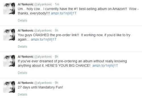 weirdalfans:  The thrilling saga. Pre-order your copy here!  27, GOOD GOD AL