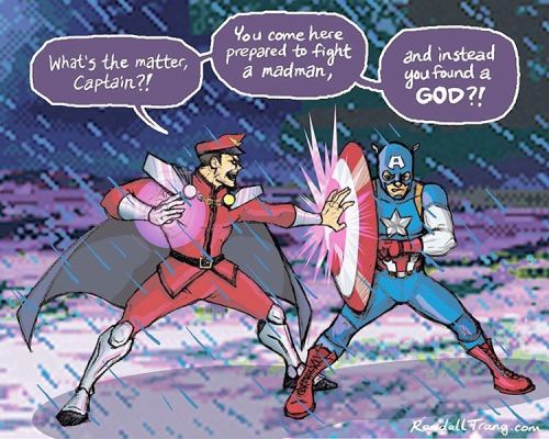 Colored the Raul Julia vs. Chris Evans piece ☺️ #marvelvscapcom #mbison #captainamerica #art #comics