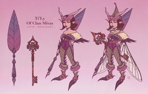   Ti’Ly  I present to you Ti'Ly of Clan Slivas ~She is a lutin mercenary, she is 3 inches and she is