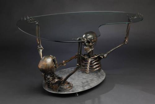 thebibliosphere: hufflepuffianrogue: overheal: asylum-art-2: Skeleton Coffee Table by Skelemental&nb