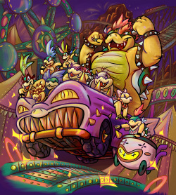 king-of-teeth:    been working on this one for a few weeks. i LOVE the colors and music in bowser’s sort-of-Casino-Night-Zone in 3D World. i wish the koopalings were in it tho. imagine how cool the boss battles would be.   