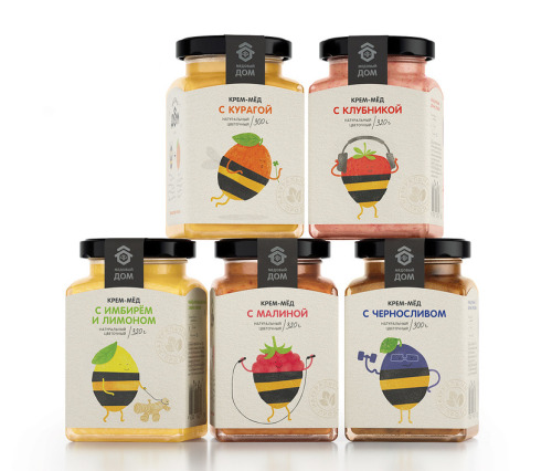 Too adorable! Maria Ponomareva created a mini world of fun as part of the packaging design of Honey+