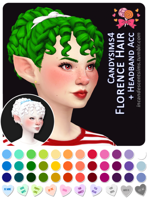 incandescentsims:Candy Shoppe Collection Recolours @candysims4’s Florence Hair + Accessory Headband 