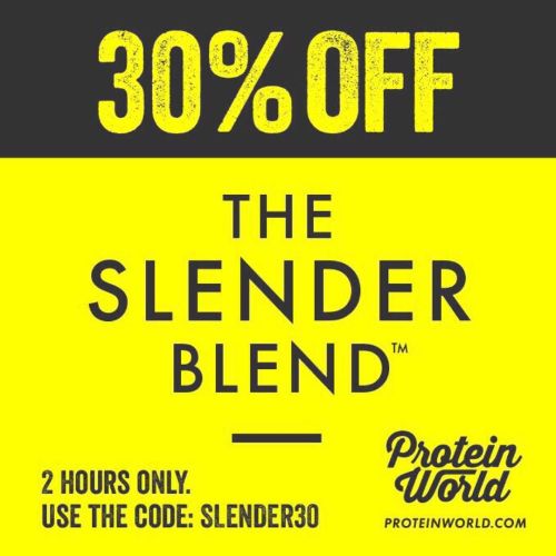 Yeah! 😍2 hours only! 30% off The Slender Blend @proteinworld 😘 Use code SLENDER30 www.proteinworld.com by veronikablack88