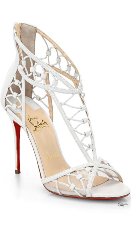 Christian Louboutin ● White Tstrap Leather Sandals