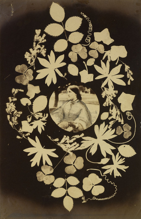 dame-de-pique:Portrait of an unknown woman in a floral design, c.1860