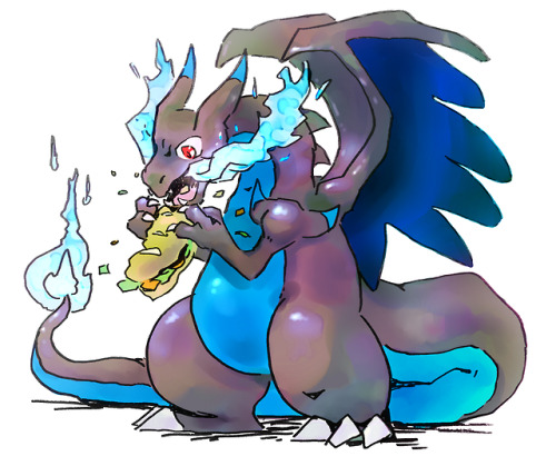 Mega Charizard X! Gentle, loves to eat