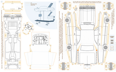 skeletonsinzeeclost: gnatkip: Supernatural Impala papercraft (+ printable pattern, in color or black