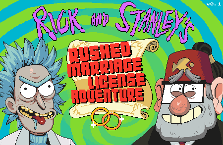 spinetrick:rick and stanley’s rushed marriage license adventure - now in gif format