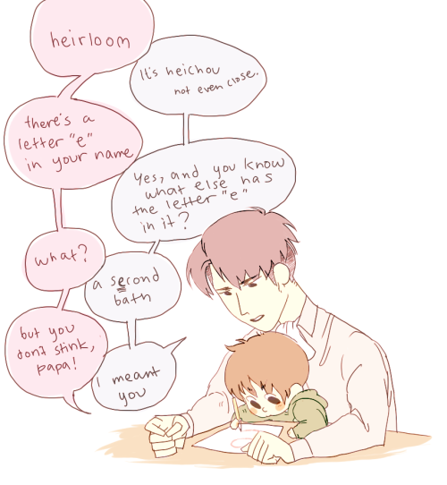 f-premaur:more of Papa Levi and his little dude Eren THEY’RE LEARNING THE ALPHABET