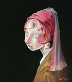 ninafatina:  Pearl with a Pearl Earring based on Johannes Vermeer’s gorgeous painting Girl with a Pearl Earring Happy (super late) birthday, punziella 