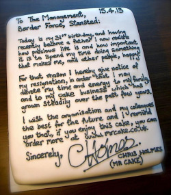 nikolawashere:  popculturecooking:  buzzfeed:  This man used a cake to resign from his job at an airport so he could focus on making cakes.   And the world was good again.  Gold 