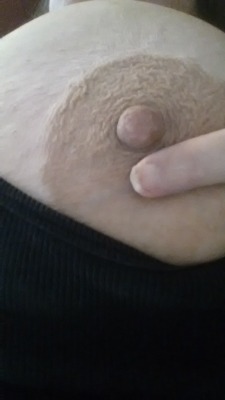 wickedlywenchy:  Nipple size! Yes, even my nipples are fat! In one photo for comparison is my index fingertip. The other, a dime and a penny.
