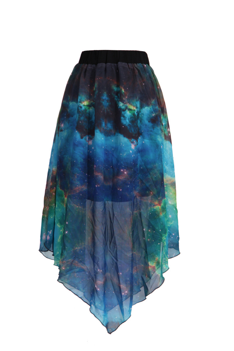 shop-cute:  shopbabydollwigs:  Asymmetrical Galaxy Skirt - $20  You can use the code