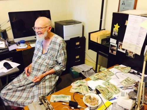 Grandpa circa 2016 in his magician robe. #ny #style #dollarbills