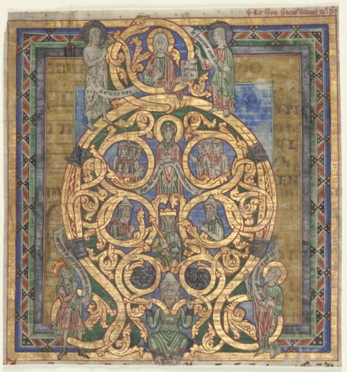 cma-medieval-art: Cutting from an Antiphonary: Initial A[spiciens a longe]: The Tree of Jesse, c. 11