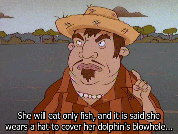 jellyskies: geekhyena:  blackcatula:  I can’t believe I forgot all about this episode! There is a real legend about the Boto (freshwater dolphins) who show up on summer nights at parties, looking for and flirting with potential friends, to take them