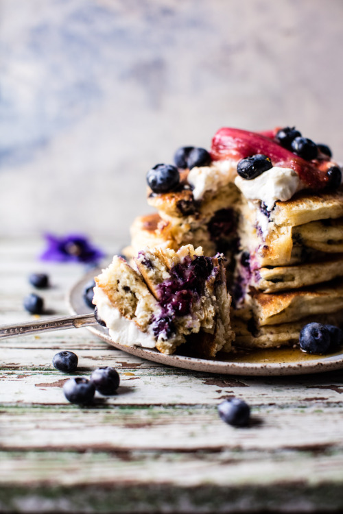 sweetoothgirl:  Blueberry Almond Pancakes  