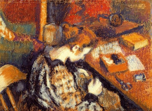 Young Woman Sewing, 1905, Georges Lemmenhttps://www.wikiart.org/en/georges-lemmen/young-woman-sewing
