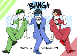 blacklimes:  I PROMISE I’LL STOP EVENTUALLY.Have more jumpsuit Matsus.I love the way all the boys wear their suits, but the way Karamatsu wears his is especially 10/10