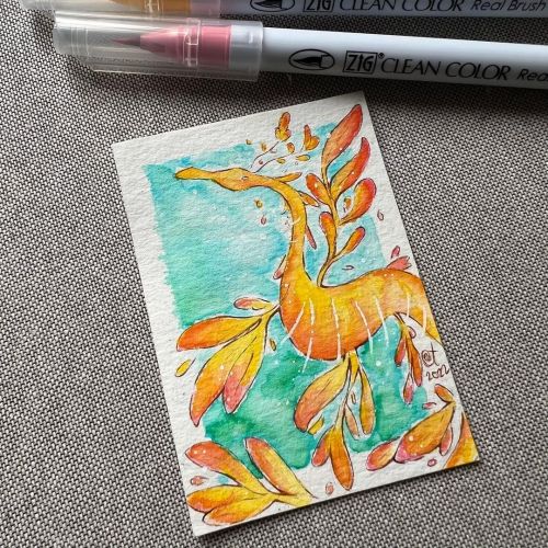 Sea dragon for #Mermay . . . . #dragon #seadragon #drawings #atc #sea #art #artistsofinstagram  http