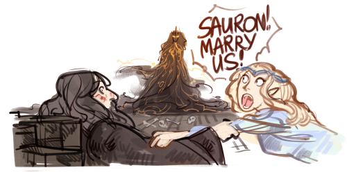 melkorwashere:actually I don’t get tumblr hobbit posters hysteric but gandalf and galadriel on this 