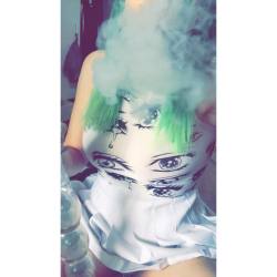 Cry Bby Clouds🙌🏻💚💨   #americanapparel #tennisskirt #weed #420💚 #greenhair #cones #clouds #omighty #bong #animeeyes #stonergirl #stonerchick #smokeweed