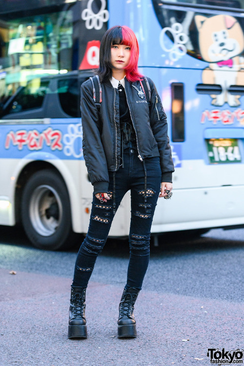 tokyo-fashion: 18-year-old Japanese student Remon on the street in Harajuku wearing a “Spooky 