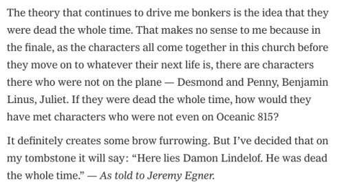 “Here lies Damon Lindelof. He was dead the whole time.”