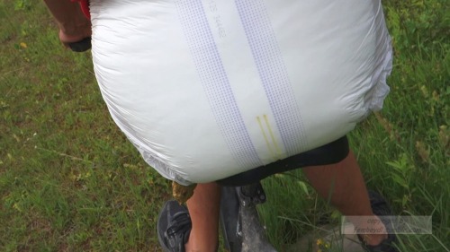 femboydl: pooping diaper outdoor - diaper couldn’d hold it when sitting on the bike… mo