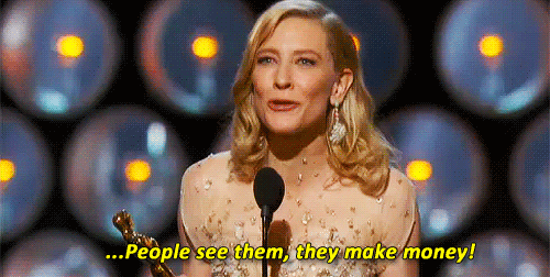 anti-capitalistlesbianwitch:Cate Blanchett speaks the truth!Female-Driven Movies Make Money, So Why 