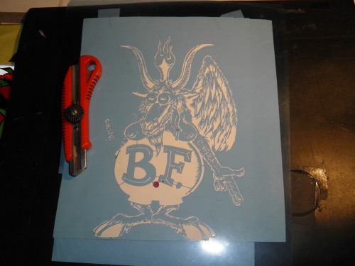  testeando stencil 23cm x 18.5cm baphomet + rat fink original art by: coop 2020