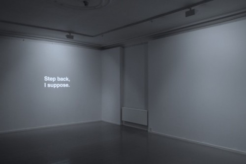 lehroi:  Ignas Krunglevicius ‘NARRATIVE WITH AN UNEXPECTED OUTCOME’, 2011. The video installation documents a dialogue from a group therapy session as animated text. Each screen represents a different persona from the therapy session. During