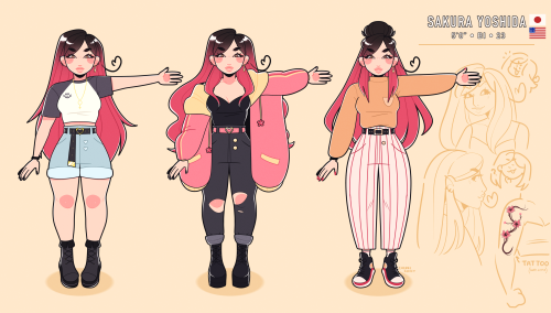 sakuraa: New reference sheet for one of my oldest ocs I’ve had, Sakura!