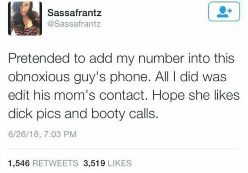 sylveons-butt:  itslike-um-whatever:  angryinkeddrunk:  deadp-oool:  were-all-queer-here:  😂😂😂  What a fucking immature, rotten cunt. A guy asks for your number so instead of saying that’s flattering, but I don’t feel comfortable giving you