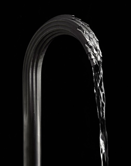 tinyhousesolutions:  goingtiny:  enochliew:  Shadowbrook Bathroom 3D Faucet by DXV Made with a 3D printing method called laser sintering, where a laser beam fuses powdered metal into the shape.   Okay, futuristic laser-sintered faucet, you clearly have