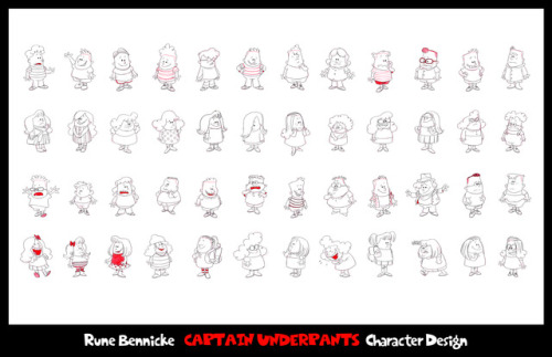 misc. kids character designs for Captain Underpants