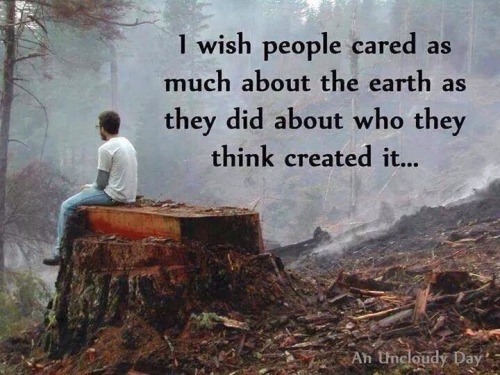 truthuniversity:  I wish people cared as much about the earth as they did about who they think created it..