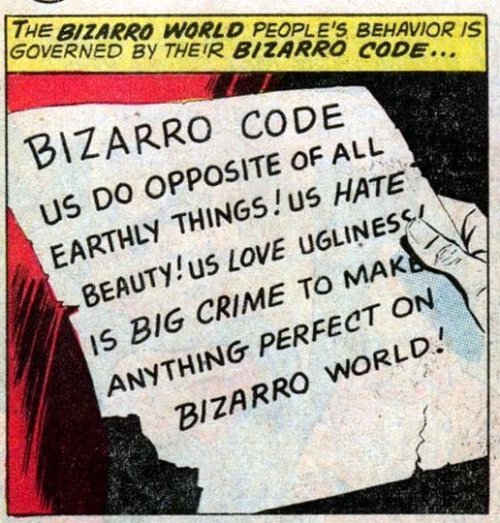 wondrousyears - The Bizarro Code as presented in Adventure Comics...